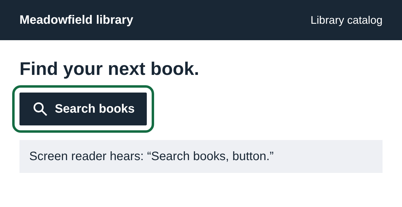 The magnifying-glass button now includes Search books, inside a green outline.